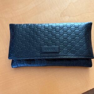 Gucci Black Embossed Leather Clutch